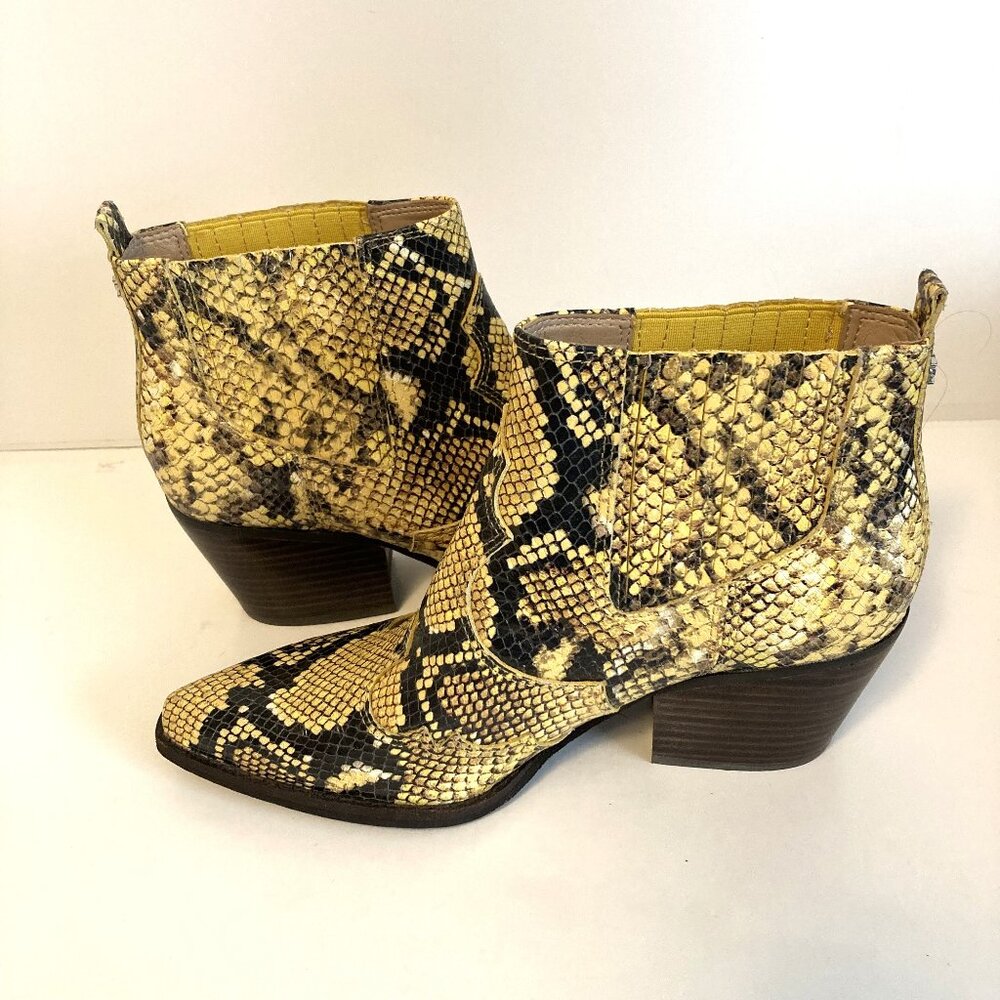 Sam Edelman Winona Western Snakeskin Booties/Yellow Black/Size 7